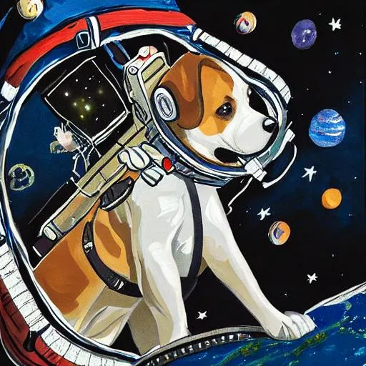 Prompt: dog in space