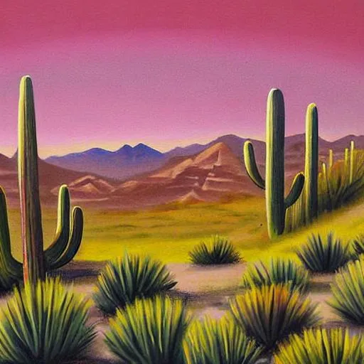 Prompt: southwest cactus desert landscape painting





