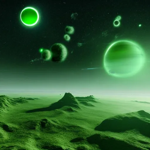 Prompt: green alien planet
