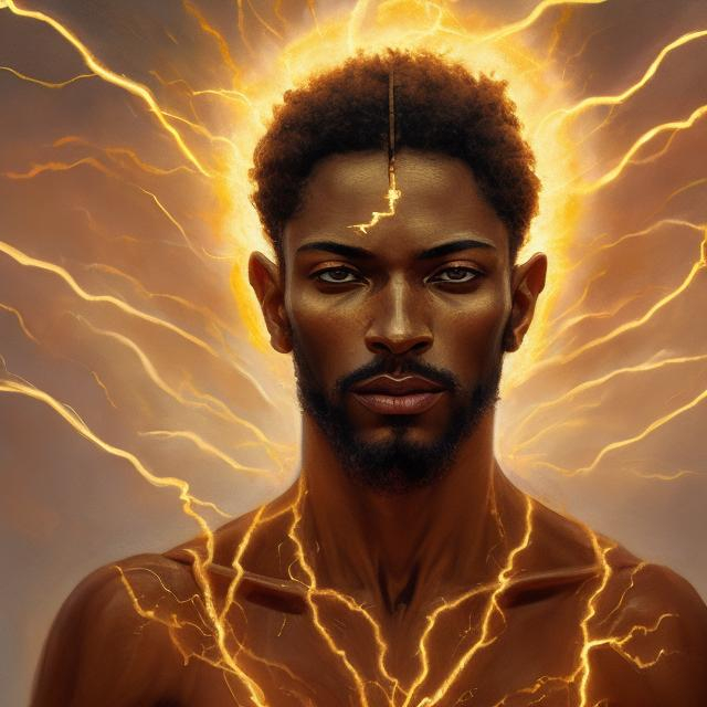 Man with linen attire, gold belt from Uphaz, radiant... OpenArt