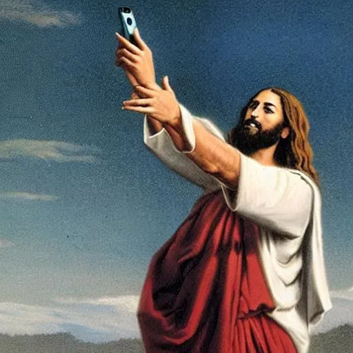 Prompt: Jesus taking a selfie
