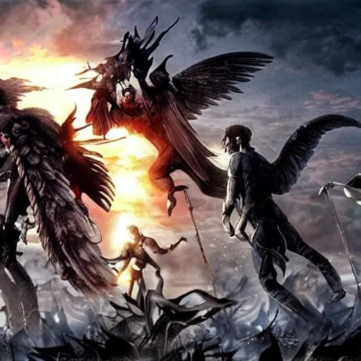 Humans fighting the Nephilim and the Fallen Angels | OpenArt