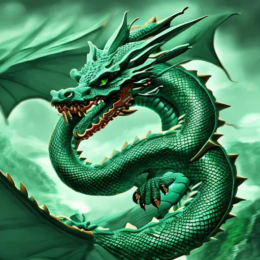 Prompt: Emerald dragon, digital art