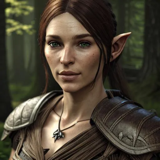 Prompt: Woman, wood elf, 8k, Skyrim, woodland, beautiful, photorealistic 