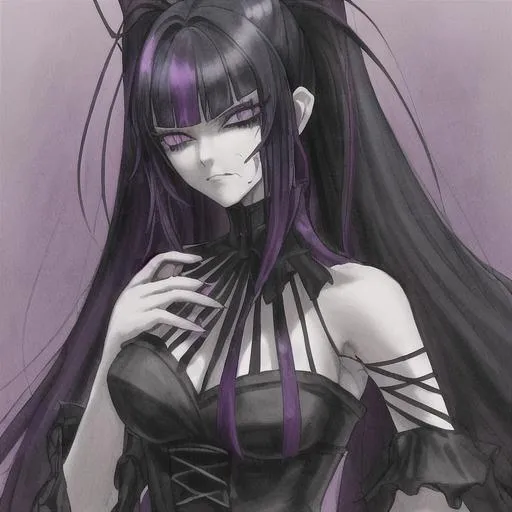 Prompt: Hi my name is Ebony Dark'ness Dementia Raven Way and I have long ebony black hair (that's how I got my name) with purple streaks and red tips that reaches my mid-back and icy blue eyes like limpid tears and a lot of people tell me I look like Amy Lee (AN: if u don't know who she is get da hell out of here!). I'm not related to Gerard Way but I wish I was because he's a major hottie. I'm a vampire but my teeth are straight and white. I have pale white skin. I'm also a witch, and I go to a magic school called Hogwarts in England where I'm in the seventh year (I'm seventeen). I'm a goth (in case you couldn't tell) and I wear mostly black. I love Hot Topic and I buy all my clothes from there. For example today I was wearing a black corset with matching lace around it and a black leather miniskirt, pink fishnets and black combat boots. I was wearing black lipstick, white foundation, black eyeliner and red eye shadow. I was walking outside Hogwarts. It was snowing and raining so there was no sun, which I was very happy about. A lot of preps stared at me. I put up my middle finger at them.