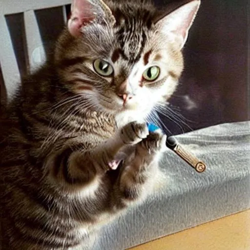 Prompt: cat smoking a fat blunt