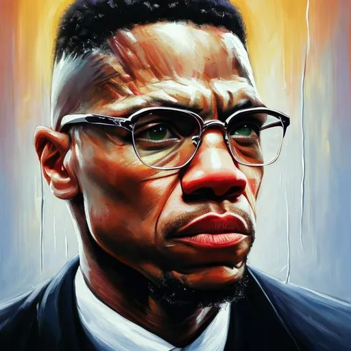 Prompt: Hyper-realistic painting of Malcolm X


