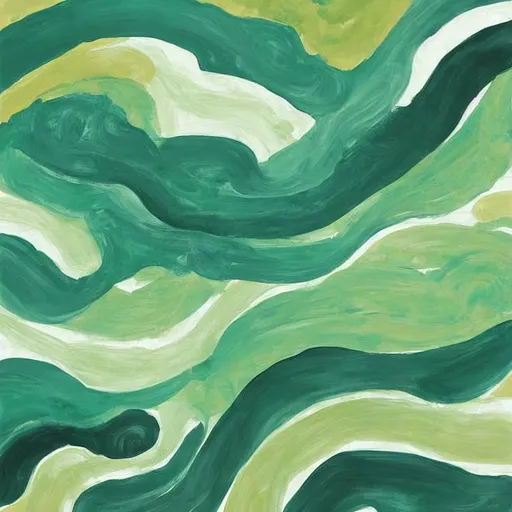 Prompt: Simple shapes art colors sketch abstract green beige waves 