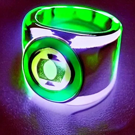 Prompt: green lantern accurate ring photo realistic hyper realistic neon see through made of green stone glowing being worn by a comic accurate john stewart drawn in a 1990s comic accurate depiction