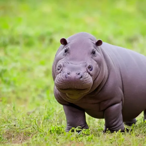 Prompt: cute baby hippo in the savanna