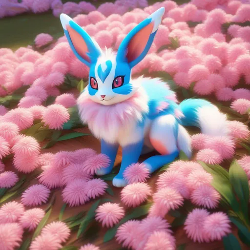 Prompt: super accurate (Sylveon), realistic, photograph, (hyper real), furry, (hyper detailed), extremely beautiful, (on back), sprawled, paws in the air, playful, UHD, studio lighting, best quality, professional, photorealism, masterpiece, ray tracing, 8k eyes, 8k, highly detailed, highly detailed fur, hyper realistic thick fur, canine quadruped, (high quality fur), fluffy, fuzzy, full body shot, rear view, hyper detailed eyes, perfect composition, realistic fur, fox nose, highly detailed mouth, realism, ray tracing, soft lighting, studio lighting, masterpiece, trending, instagram, artstation, deviantart, best art, best photograph, unreal engine, high octane, cute, adorable smile, lying on back, flipped on back, lazy, peaceful, (highly detailed background), vivid, vibrant, intricate facial detail, incredibly sharp detailed eyes, incredibly realistic fur, concept art, anne stokes, yuino chiri, character reveal, extremely detailed fur, sapphire sky, complementary colors, golden ratio, rich shading, vivid colors, high saturation colors, nintendo, pokemon, silver light beams