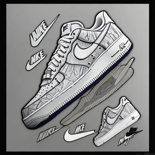 Prompt: white backgorund, Nike Air Force, AF1, shoes only, Nike shoes, Hip Hop, Dance, iconic, classic, street style, detailed, sketch, urban, graffiti style, graffiti style line, minimal, clean, simple, sleek, modern, graffiti