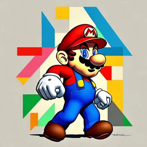 Prompt: Geometric art of Super mario 3