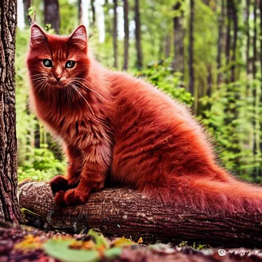 fluffy dark orange cat