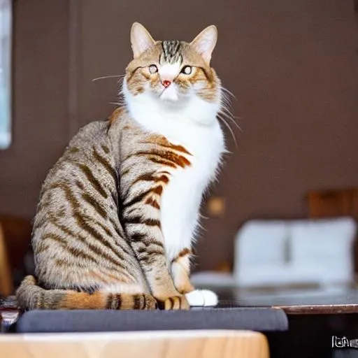 Prompt: A cat sitting on a table