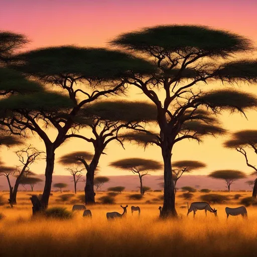 Prompt: photorealistic, ultrarealistic, photo of african savana landscape.
 just the background, the africa´s nature. NO ANIMALS, just nature! Beautiful light, short focus distance, inside a colorful african jungle,

