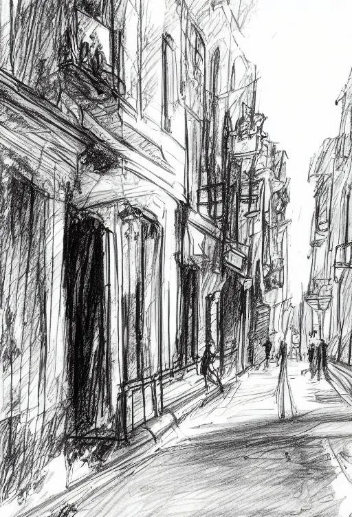 Prompt: Sketch of street 

