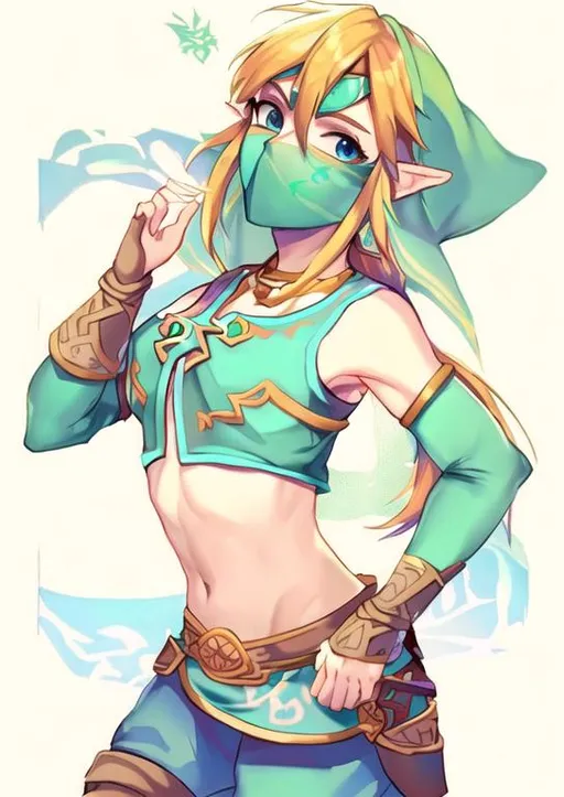 Prompt: Link from Breath of the Wild, Gerudo outfit