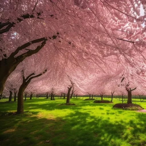 Prompt: A cherry tree forest 
