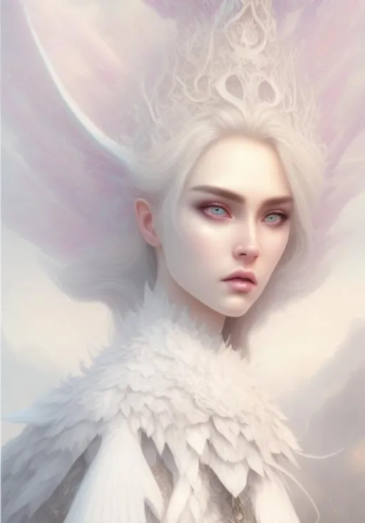 beautiful white dragon queen, pearlescent white skin... | OpenArt