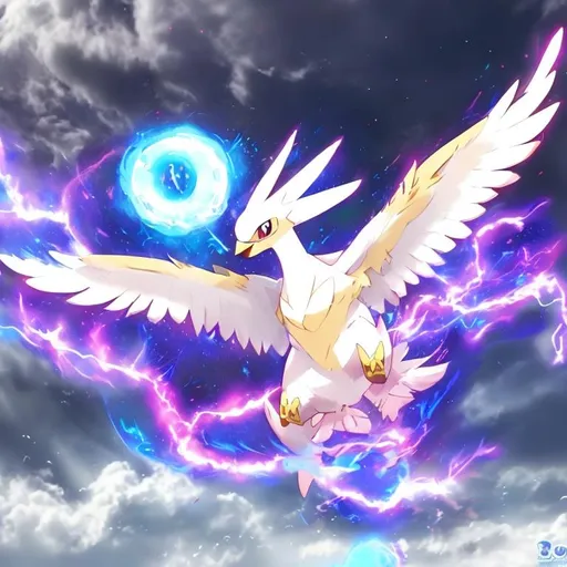 Prompt: Pokemon, Auora, Ho oH, legendary, Bird, flying, HD, 4k, effect.