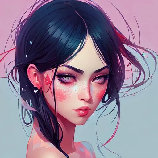 Melancholy beauty, 2d vector illustration portrait,... | OpenArt