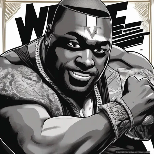 Prompt: Depict Big E proudly of the WWE
  illustrated by  Grant Morrison