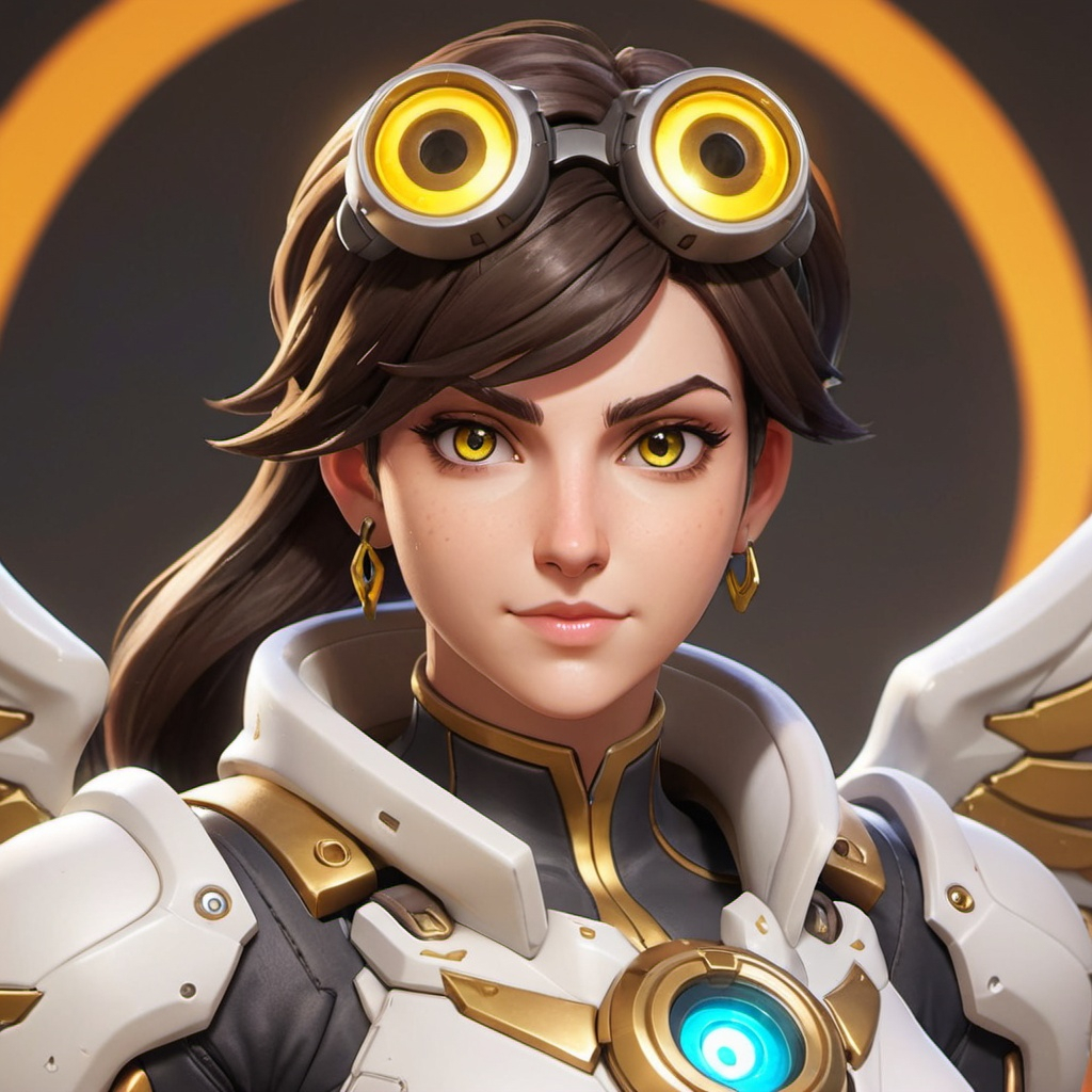 overwatch cassidy with golden eyes and flying