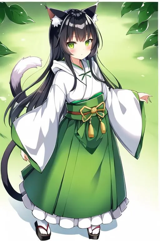 Anime Cat Girl with Silken Fur in Playful Pose