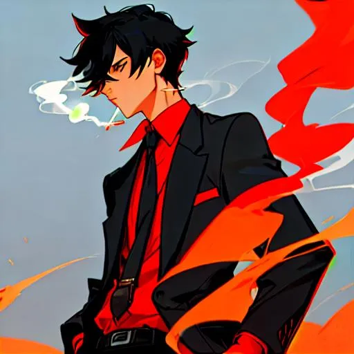 Prompt:  (male, short black hair) Smoking, thug