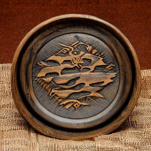 Prompt: legend of the five rings, sacred set of five wooden bowls, highly detailed, air, earth, fire, water, void, japanese style, beat up, damaged