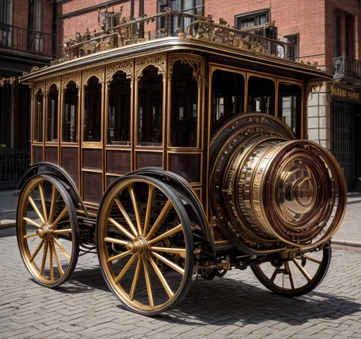 Prompt: A steampunk carriage