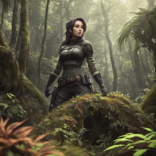 Prompt: rogue, female, wide angle, forest, fantasy, intricate, elegant, highly detailed, octane render,, sharp focus,  