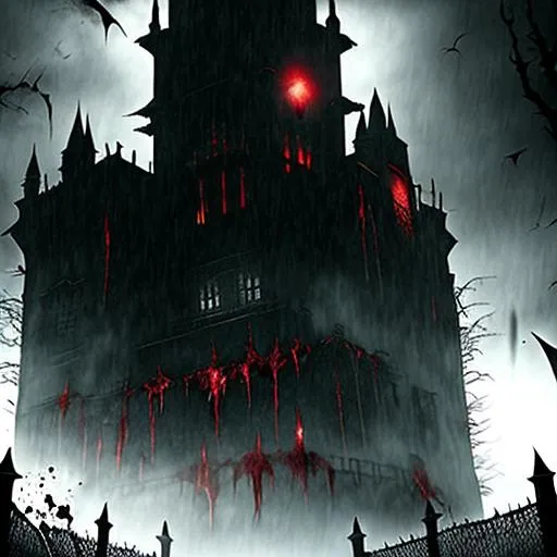 Prompt: arkhem knight, arkham asylum, dark night, fog, blood, highly detailed,  realistic 