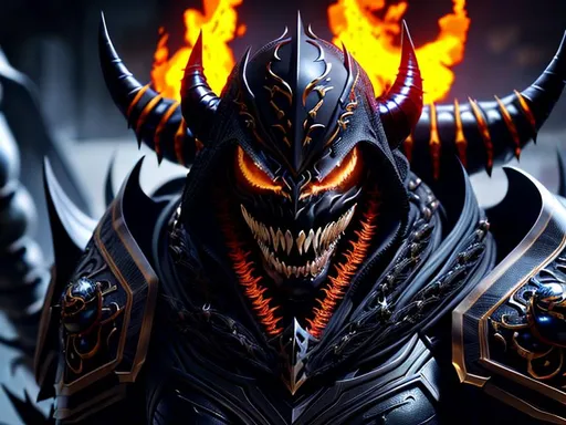 Prompt: a death knight with a Venom mouth (Venom movie), with horns on his forehead, orange fire eyes, Laughing. finely detailed armor,cinematic lighting, intricate filigree metal design, 4k, 8k,trending on artstation, octane render, full form, epic, 8k HD, sharp focus, ultra realistic clarity. Hyper realistic, Detailed face, portrait, realistic, close to perfection, wearing lorica segmentata color black , wearing carbon black fibre Armour, full body, high quality cell shaded illustration, ((full body)), dynamic pose, perfect anatomy.
