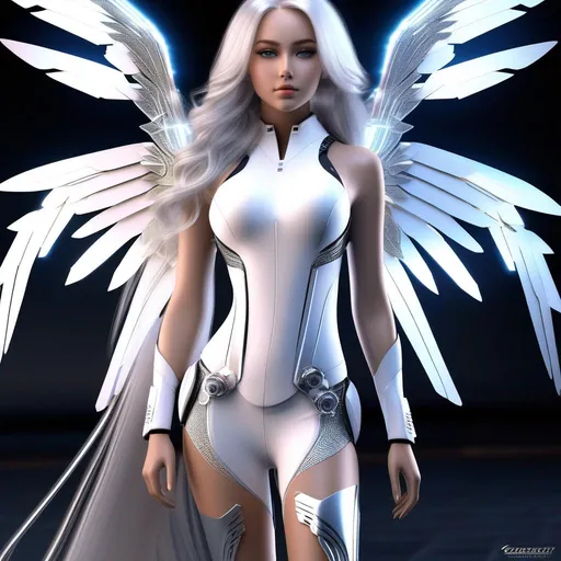 Prompt: hyperrealistic intricately hyperdetailed wonderful stunning beautiful gorgeous cute posing feminine 22 year {{{{cybernetic futuristic angel with exoskeleton}}}} with {{hyperrealistic white hair}} and {{hyperrealistic perfect beautiful lifelike eyes}} wearing {{hyperrealistic futuristic perfect exoskeleton angel wings}} with deep visible exposed cleavage and abs, {{{{highest quality absurdres best award-winning masterpiece}}}} best  elegant octane behance cinema4D rendered stylized epic film poster splashscreen videogame trailer character portrait photo closeup {{hyperrealistic stunning cinematic semi-anime waifu style with lifelike skin details reflections}} in {{hyperrealistic intricately hyperdetailed perfect 128k highest resolution definition fidelity UHD HDR superior photographic quality}},
hyperrealistic intricately hyperdetailed wonderful stunning beautiful gorgeous cute natural feminine semi-anime waifu face with romance glamour soft skin and red blush cheeks and perfect cute nose eyes lips with sadistic smile and {{seductive love gaze directly at camera}},
hyperrealistic perfect posing body anatomy in perfect epic cinematic stylized composition with perfect vibrant colors and perfect shadows, perfect professional sharp focus RAW photography with ultra realistic perfect volumetric dramatic soft 3d lighting, trending on instagram artstation with perfect epic cinematic post-production, 
{{sexy}}, {{huge breast}}