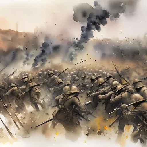 Prompt: Battle of Verdun in Watercolor