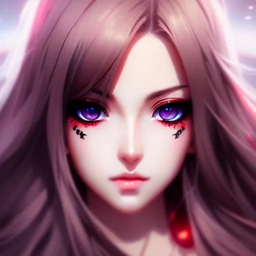 Prompt: Red eyes, smooth soft skin, big dreamy eyes, beautiful, symmetrical, anime wide eyes, 
 cinematic lighting, detailed face, by wlop, concept art, digital painting, looking into camera, masterpiece 