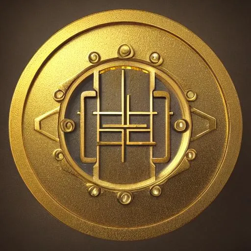 Prompt: scifi gold coin icon in middle, render, octane, unreal engine, 8 k
