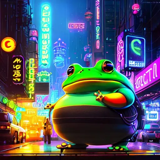 Professional digital art of (((fat frog))) (((cyberp... OpenArt