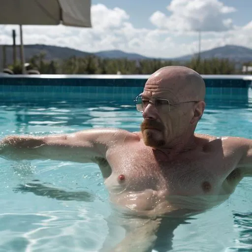 Prompt: Walter white in pool