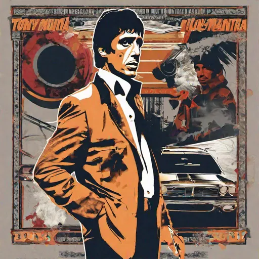 Prompt: tony montana graphic design
