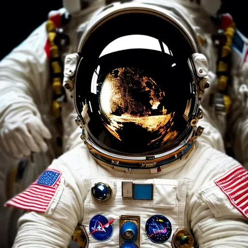 Prompt: space reflecting off astronaut helmet 