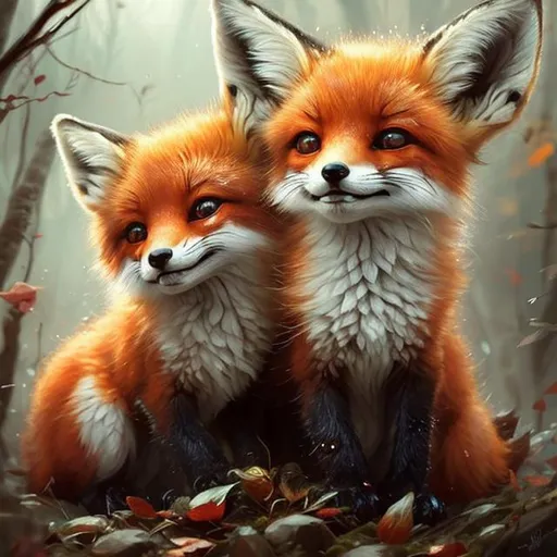 Prompt: Cute baby fox 
flowers, forest colours, sparkling eyes, embers in her eyes, shining eyes, beautiful fur, sharp features, highly detailed, digital painting, artstation, concept art, smooth, sharp focus, expressive eyes, illustration, art by Artgerm and greg rutkowski and alphonse much