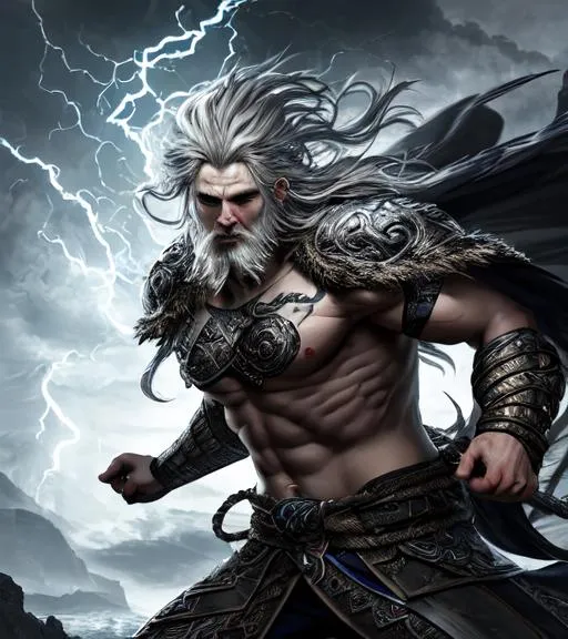 Prompt: splash art of a {thunder god}, {norse}, hyperrealistic, perfect composition, super detailed, sharp focus HDR, UDR, 64k