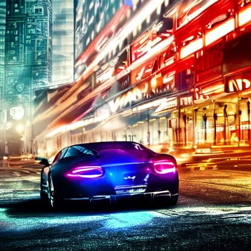 Prompt: super car auto with victory logo light in the background, intricate details, , born balance, power, dynamic shadows, dynamic lighting, HDR, vivid colors, roading city, neon light