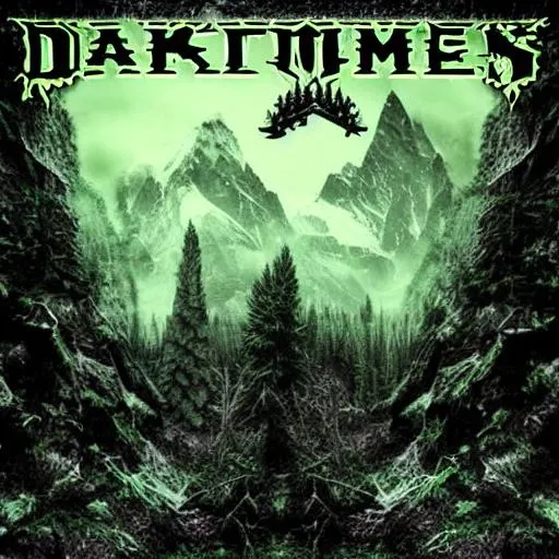 Prompt: dark montains
tomb broken
album cover
hooked
green
black
white
deathcore band
