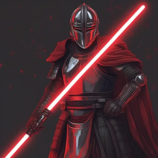 Prompt: a knight with a red lightsaber