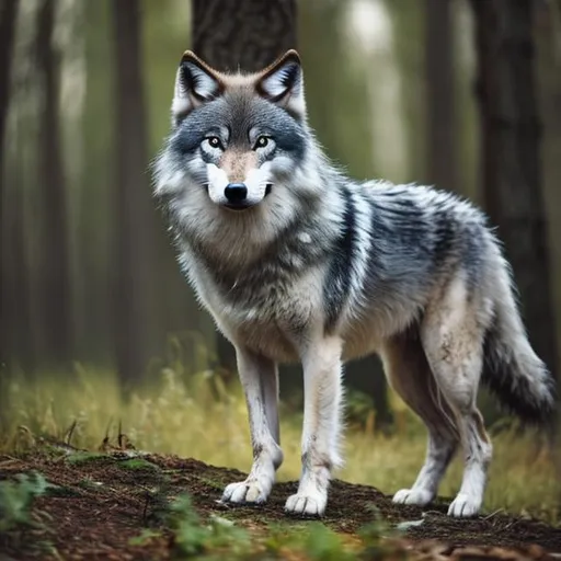 Prompt: cute wolf, in woods
