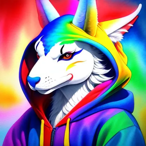 Portrait of a colorful anthro dragon with a white fa... | OpenArt